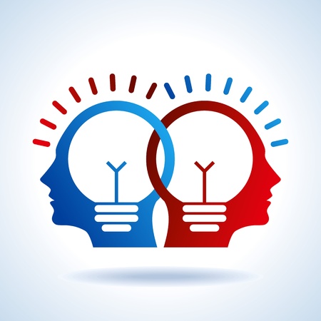 Human heads with Bulb symbol Business conceptsのイラスト素材