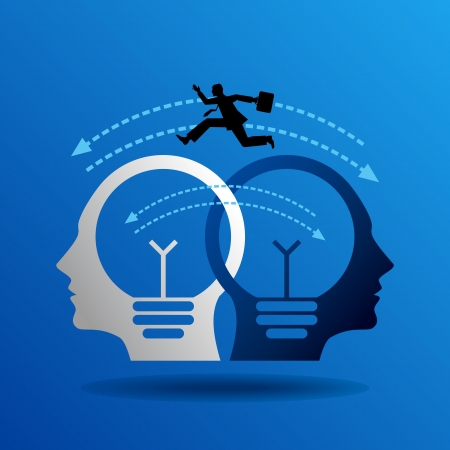 Human heads with Bulb symbol Business conceptsのイラスト素材