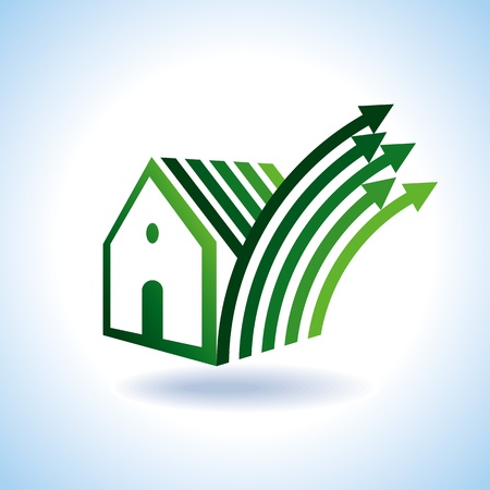 Bio eco green house icon, upward arrowのイラスト素材