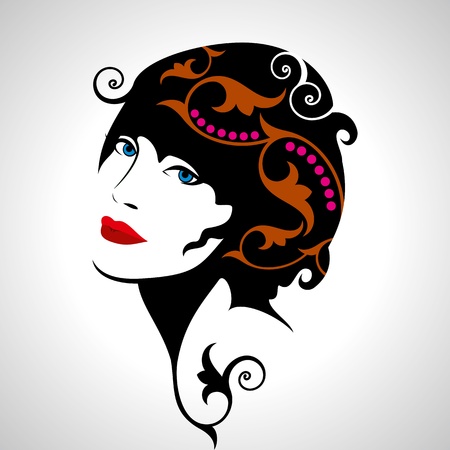 Beautiful woman silhouetteのイラスト素材