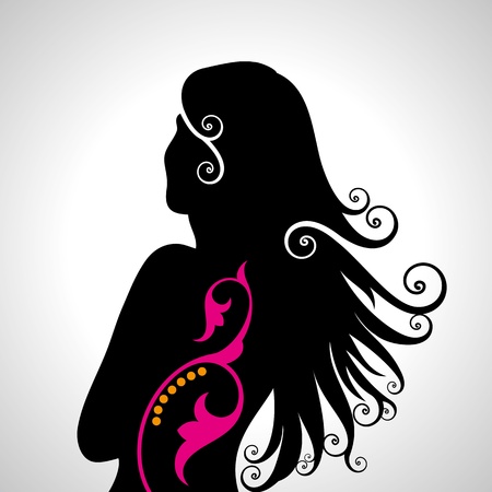 Beautiful woman silhouetteのイラスト素材