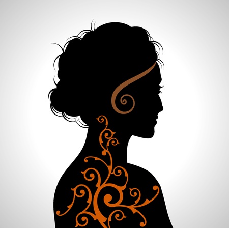 Beautiful woman silhouetteのイラスト素材