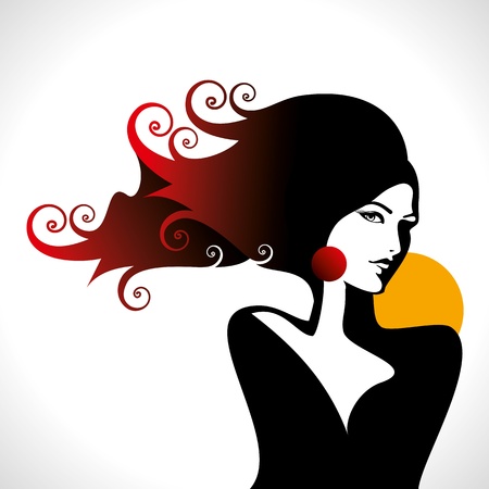 Beautiful woman silhouetteのイラスト素材