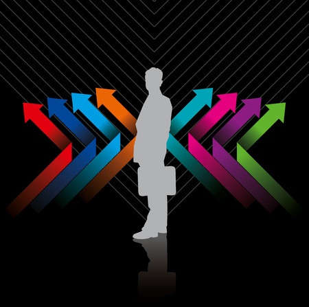 Global business arrow with businessmanのイラスト素材