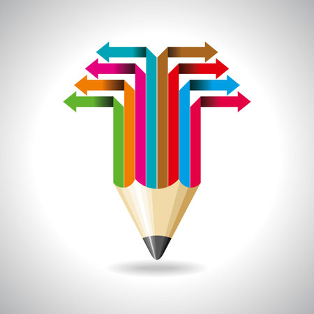 Global business arrow with pencilのイラスト素材