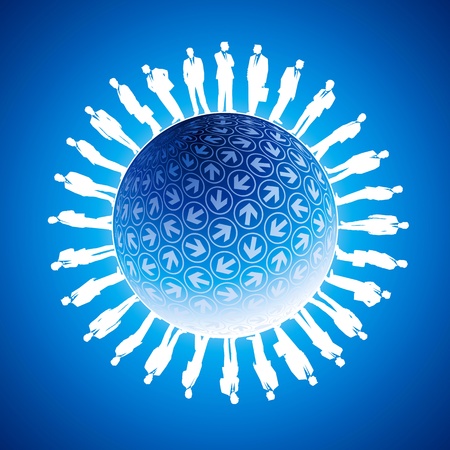 business people outside on globeのイラスト素材