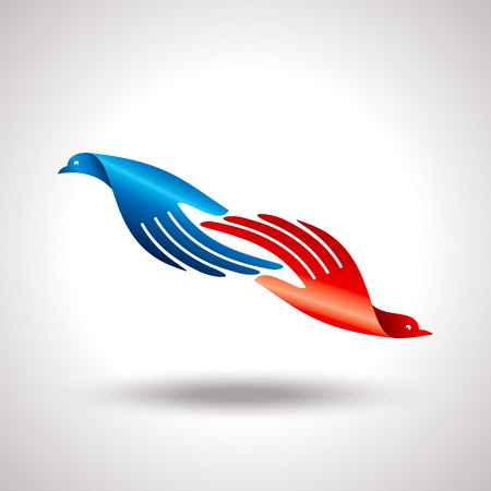 fly of bird to hand  creative ideaのイラスト素材