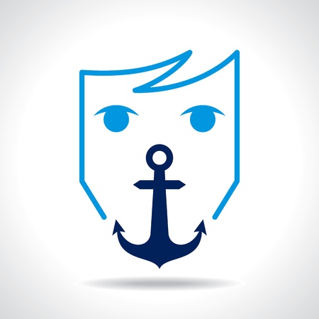 anchor with human faceのイラスト素材