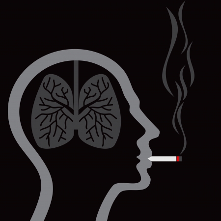 cigarette burning human lungs on abstract backgroundのイラスト素材