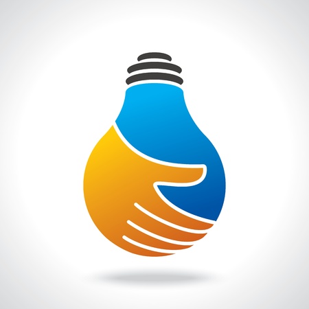 bulb idea with human handのイラスト素材