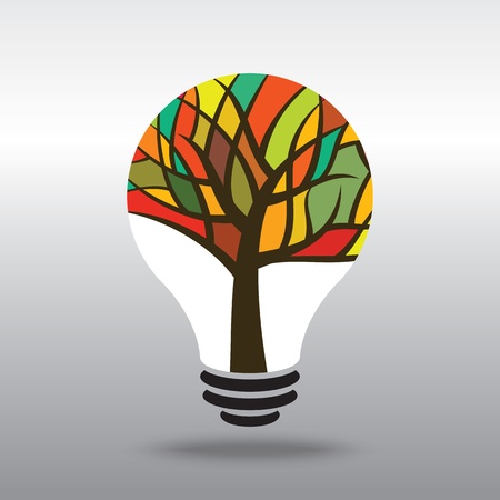 Tree in Light Bulbのイラスト素材