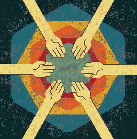 vintage teamwork conceptのイラスト素材