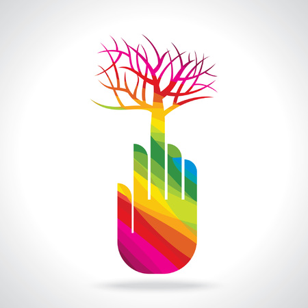 tree with hand illustration, creative conceptのイラスト素材