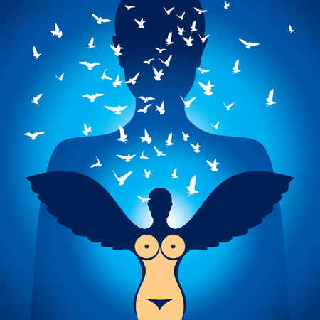 spiritual and horror lady vectorのイラスト素材