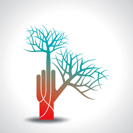 Eco friendly tree in hands illustrationのイラスト素材