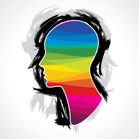 human head thinking  making from brush stocksのイラスト素材