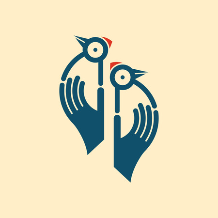 fly of bird to hand  creative ideaのイラスト素材