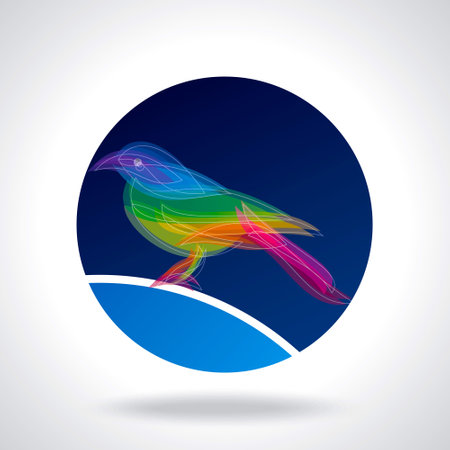 Colored bird in withe backgroundのイラスト素材