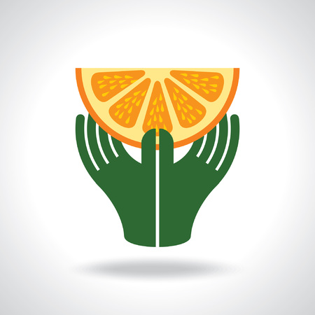 Hand with orange - Illustrationのイラスト素材