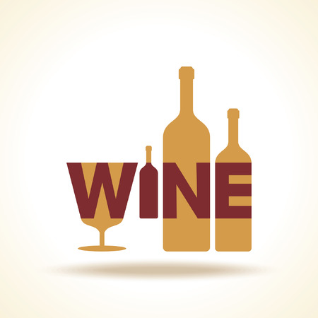 Wine glass bottle illustration silhouette in vector formatのイラスト素材