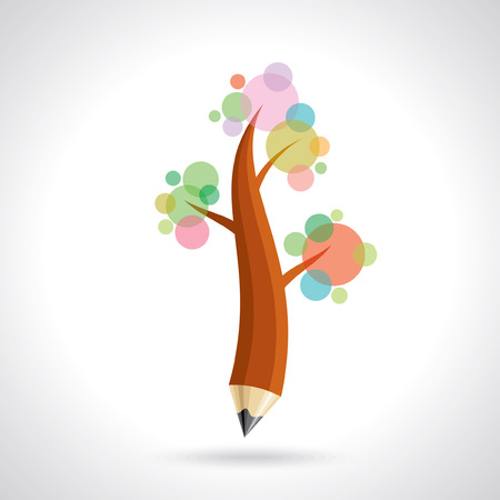 pencil with tree, creative ideaのイラスト素材