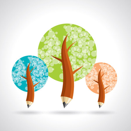 Pencil tree, about education and growing  Vectorのイラスト素材