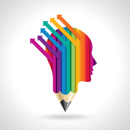 think Thoughts and options  vector illustration of headのイラスト素材
