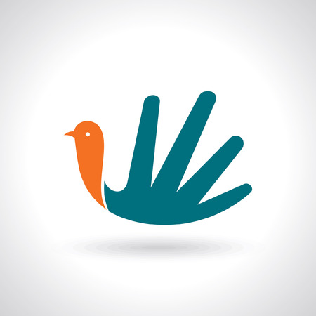 fly of bird to hand  creative ideaのイラスト素材