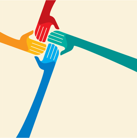 Teamwork symbol  Multicolored handsのイラスト素材