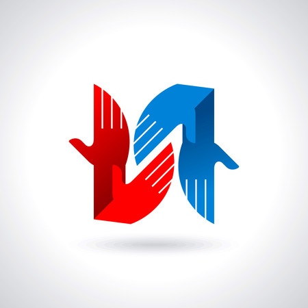Teamwork symbol  Multicolored handsのイラスト素材