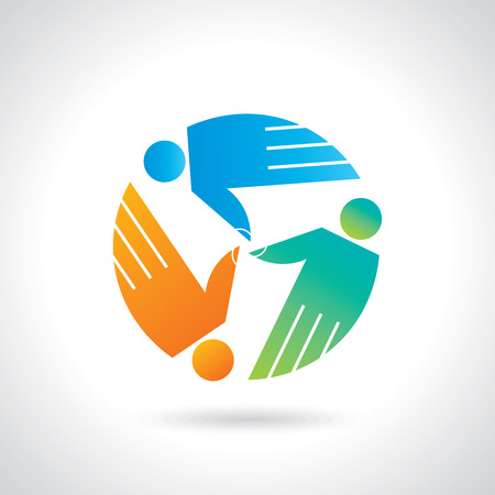 Teamwork symbol  Multicolored handsのイラスト素材