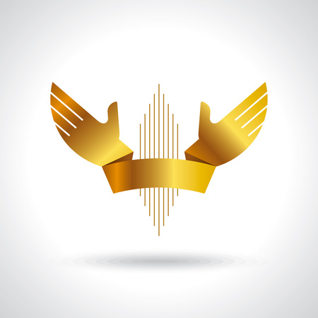gold hands ribbon designのイラスト素材