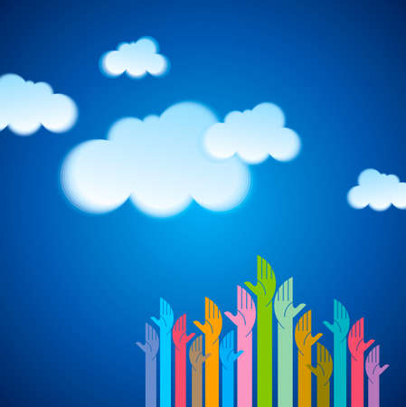 human hand on sky backgroundのイラスト素材