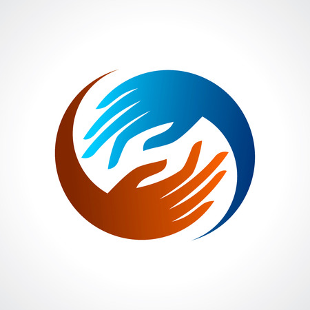 creative hand icon, arrange hand and make round shapeのイラスト素材
