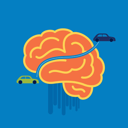 car crossing brain - illustrationのイラスト素材