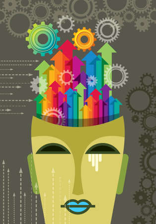 Abstract Technology Vector with Headのイラスト素材