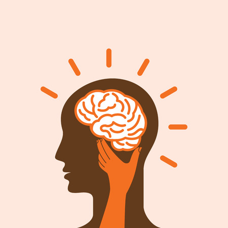 Head with Caring hands, abstract illustrationのイラスト素材