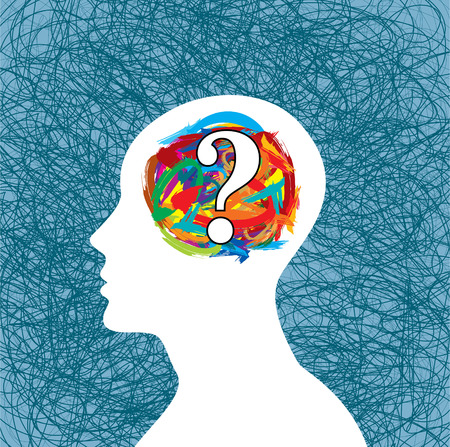 Man thinking many question. brain ideaのイラスト素材