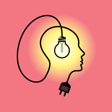 Human heads with Bulb symbol Business conceptsのイラスト素材
