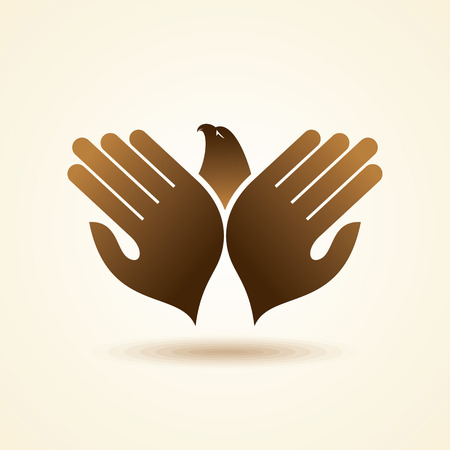 fly of bird to hand. creative ideaのイラスト素材