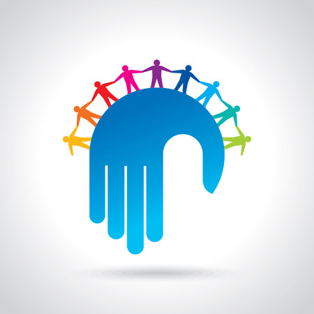 Earth Globe with people teamwork conceptのイラスト素材