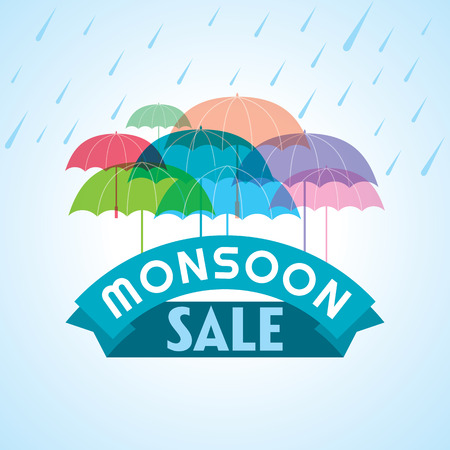 Monsoon offer and sale banner offer or poster.のイラスト素材
