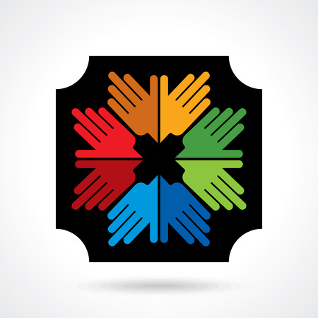 Teamwork symbol. Multicolored handsのイラスト素材