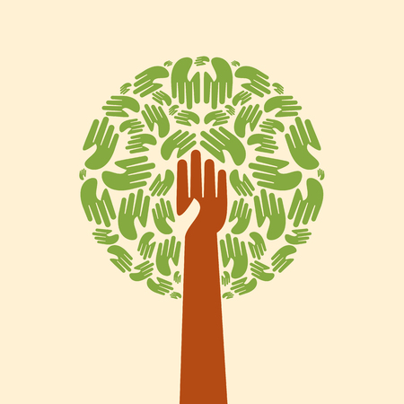 Isolated diversity tree hands illustration.のイラスト素材