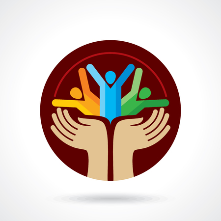 Teamwork concept holding group of people.のイラスト素材