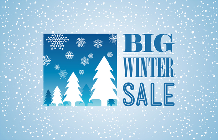 Winter sale design with snowflakes blue backgroundのイラスト素材