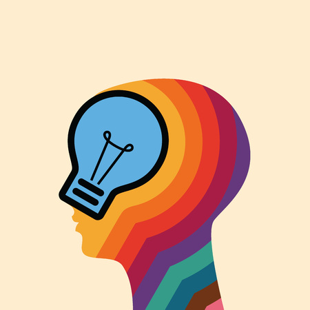 Bright idea form human head, thinking about success solution.のイラスト素材