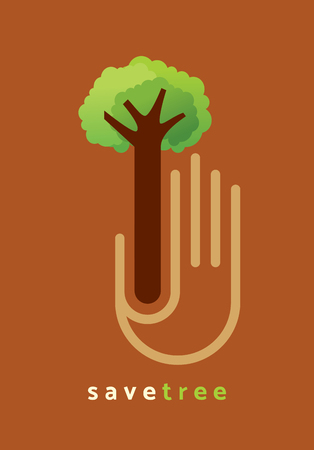 ecological symbols and signs,human's hands and green growing plants & leafsのイラスト素材
