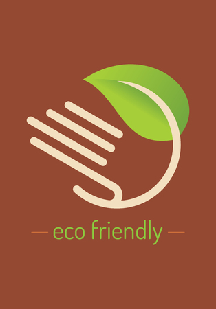 ecological symbols and signs,human's hands and green growing plants & leafsのイラスト素材