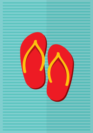 Beach slippers summer symbol. Beach slippers for traveling.のイラスト素材